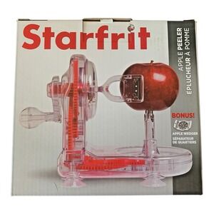 Starfrit Apple Peeler Manual Crank Clear Red Kitchen Gadget‎ with Wedger Box